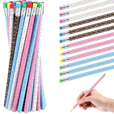 Imagem de Saypacck 48 lápis de madeira com borrachas e rosquinhas, presentes temáticos para estudantes, lembrancinhas, professores, escola, sala de aula, prêmios, materiais de escritório