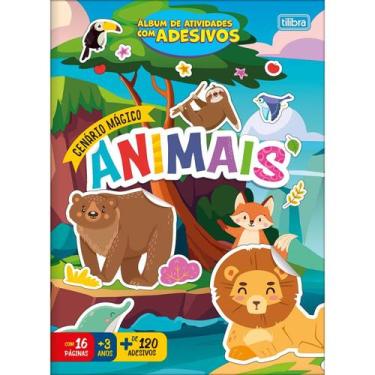 Imagem de Livro Álbum Cartilha de Atividades c/ Adesivos Cena Animais Montar Div