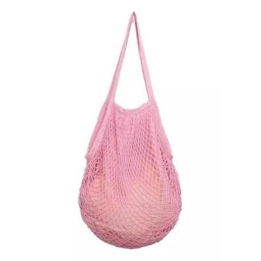 Imagem de Bolsa De Praia Feminina Saco De Rede Macramê Com Forro Verão Piscina C