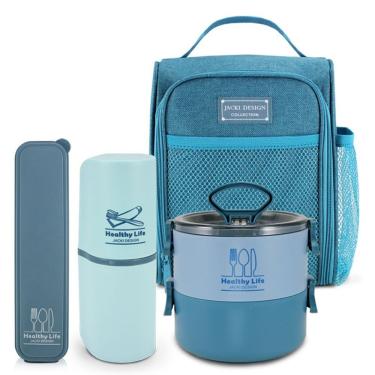 Imagem de Conjunto Bolsa Térmica, Pote Marmita,porta Escova E Porta Talher Concept Azul