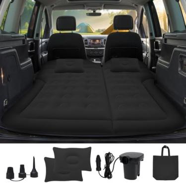 Imagem de Howduoyu Colchão de ar SUV para acampamento, colchão de ar para carro compatível com SUV, cama de acampamento com bomba, almofada de dormir inflável para banco traseiro de carro, cama de viagem de