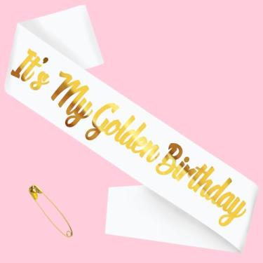 Imagem de SKJIAYEE É Minha Faixa Dourada De Aniversário, Engraçada Com Glitter Dourado Branco Para Mulheres E Homens, Lembrancinhas Festa, Decoração, Acessórios, Ótimas Ideias Presentes Aniversário