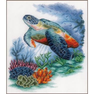 Imagem de Lanarte Counted Cross Stitch Kit Complete Picture Set Underwater Treasures Embroidery Craft Home Decoration Gift DIY Approx. 33 x 40 cm Counted Cross Stitch Embroidery
