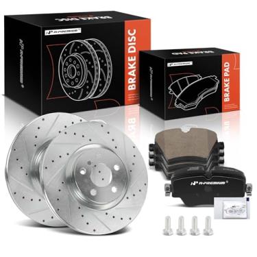 Imagem de A-Premium Kit De Rotores Freio A Disco Dianteiros Perfurados E Ranhurados 12,99" (330 Mm) + Pastilhas Cerâmica Compatíveis Com Modelos Bmw Mini Selecionados - X1 2016-2022, X2 2018-2021, Cooper Coun