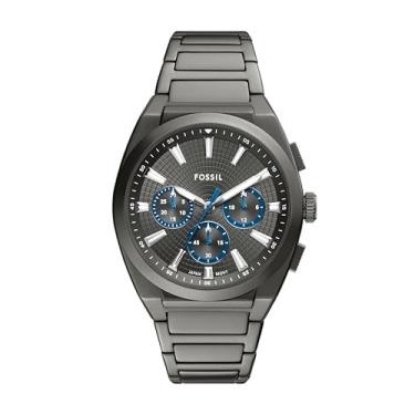 Imagem de Fossil Relógio masculino Everett cronógrafo fumê de aço inoxidável, Metálico