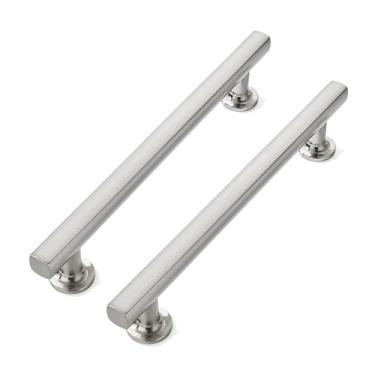 Imagem de CABDM 128 mm (5 pol.) Pacote com 2 alças de liga de zinco acetinado escovado, puxador de armário de gaveta simples moderno, alça de guarda-roupa, penteadeira, puxador para móveis