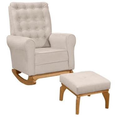 Imagem de Poltrona de Amamentação Paris com Balanço Pés Canoa e Puff - Fratello,