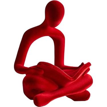 Imagem de XYQXYQ Estátua de figura de leitura moderna, estátua de pensador de decoração de casa, ornamento de arte abstrata, decoração de escultura de leitura para leitores ávidos em família, escritório, sala