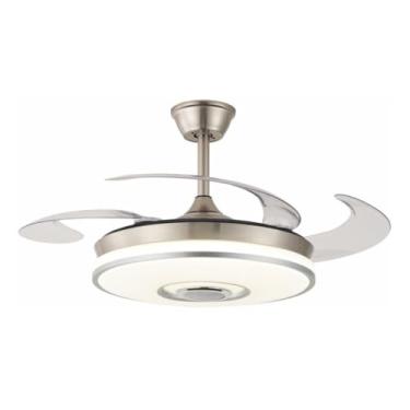 Imagem de Ventilador de Teto Retrátil Prata com LED Multicolor e Caixa de Som Bluetooth – Moderno, Silencioso e Multifuncional