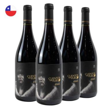 Imagem de Kit com 4 - Vinho Tinto Pinot Noir Reserva Cuentos Del Fuego 750ml