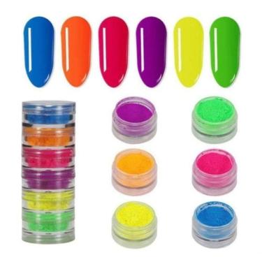Imagem de Torre Com 6 Pó Neon Florescente Unhas De Gel Maquiagem