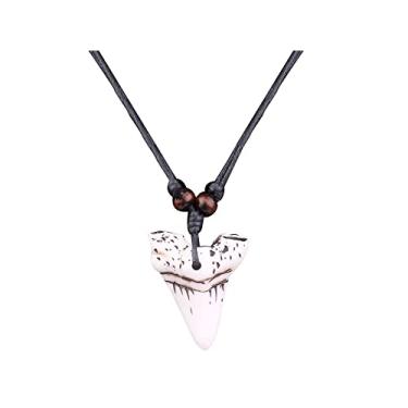 Imagem de WLL AY Fashion Colar com pingente de dente de tubarão para mulheres joias de praia, Zinco, Sem Pedra Preciosa