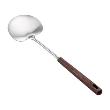 Imagem de Fxzqgnh Espátula Wok de aço Inoxidável com Cabo de Madeira para Chefs, Utensílios de Cozinha Fáceis de Usar, Utensílio Ergonômico para Servir Na Cozinha, 35 Cm X 10.7 Cm