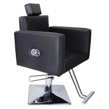 Imagem de Cadeira Evidence Reclinável Base Quadrada Para Salão Preto 3D - moveis