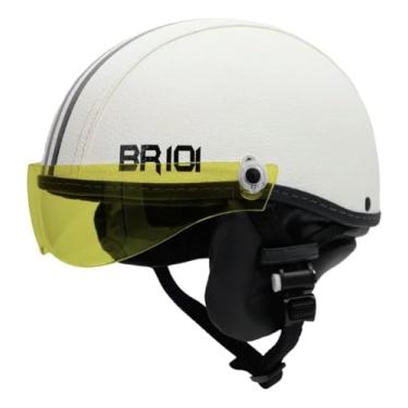 Imagem de Capacete Coquinho Scooter Elétrica Bike Skate Patinete BR 101 Premium Viseira Ambar Night (Branco, P - VESTE 55/56)