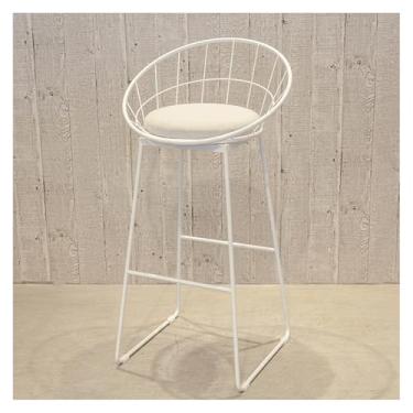 Imagem de YAYAOVP-24927 Banquetas de balcão, banco de bar, ferro dourado, encosto oco, lazer, cadeira de jantar, cadeira de bar, cadeiras de ilha de cozinha (branco, 65 cm)