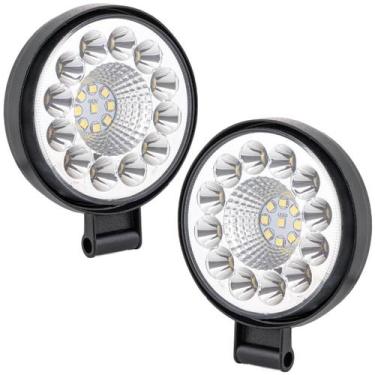 Imagem de 2 Mini Farol Led Redondo Forte Colheitadeira Trator 12v24v   - IMPERIA