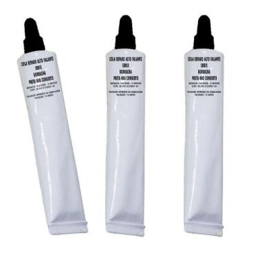 Imagem de Kit 3 Cola Reparo Alto Falante Sbrix Borracha Preta 40G Conserto Preto