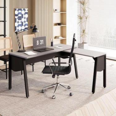 Imagem de Mesa Escritório 1,20m Individual em L com Tampo Chanfrado F5 - F5 Offi