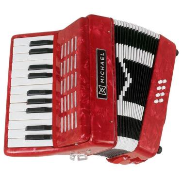 Imagem de Acordeon 8 Baixos Michael ACM0822 PRD Vermelho Perolado Com Bag