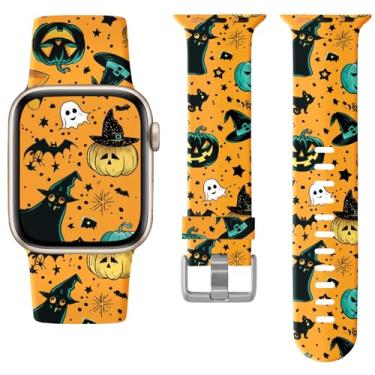 Imagem de Laffav Pulseira feminina de Halloween compatível com Apple Watch séries 10/9/8/7/6/5/4/3/2/1 de 42 mm, 41 mm e 40 mm e 38 mm