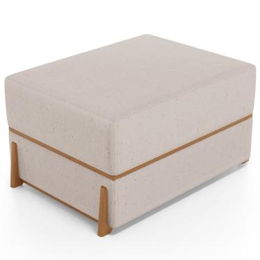 Imagem de Puff Decorativo Retangular Para Sala de Estar Domus L02 Linho Bege - Lyam Decor