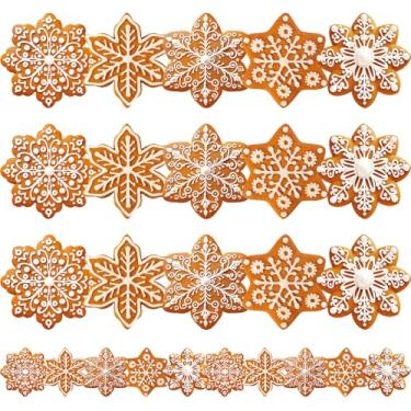 Imagem de FYSUIMU 60 peças de bordas de quadro de avisos de Natal, acabamento de pão de gengibre, floco de neve, adesivos autoadesivos para Natal, inverno, férias, festa, casa, sala de aula