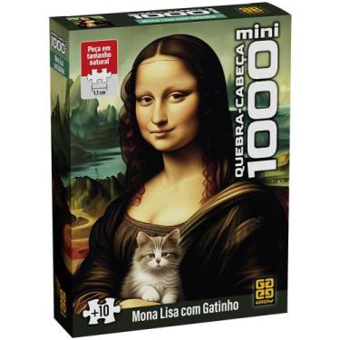 Imagem de Mini Quebra-cabeça 1000 peças Mona Lisa com Gatinho - Grow