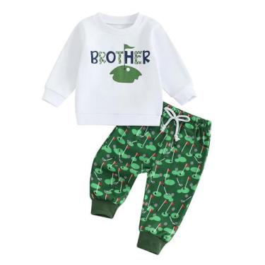 Imagem de Conjunto de roupas WZTYYDS Baby Boy Funny Letter, moletom e calças