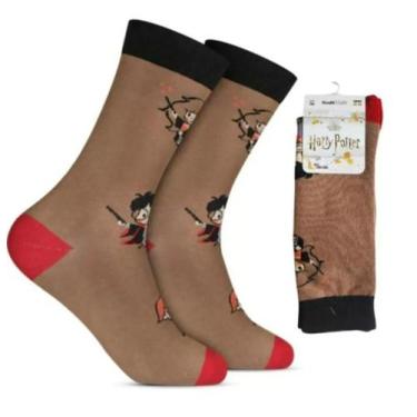 Imagem de Meia Cano Longo Style Algodão Atoalhado Estampado Hoahi, Marrom harry 