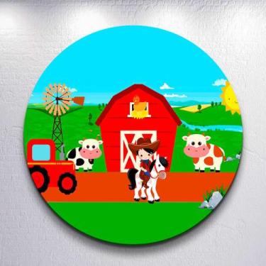 Imagem de Painel Tema Fazenda Animais Capa Grande e Mini Redondoda Estampa Subli