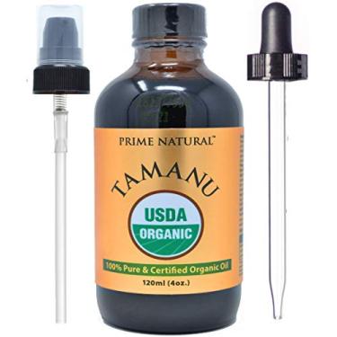 Imagem de Prime Natural Óleo de tamanu orgânico - Certificado USDA, 100% puro, prensado a frio, não refinado, virgem (120 ml) para rosto, cabelo e pele - Hidratante natural