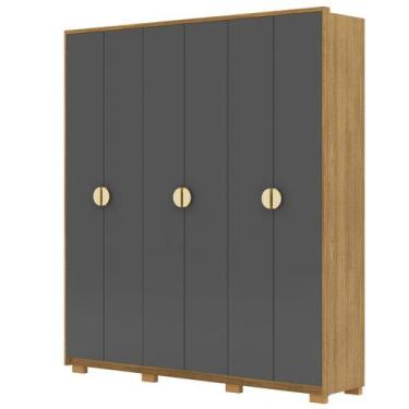 Imagem de Guarda-Roupa Casal 100% MDF 6 Portas 4 Gavetas Bolonha Nature/Alasca -