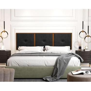 Imagem de Painel Cabeceira Cama King 1,95 Madeira Suede Preto - MJM Casa dos Móv