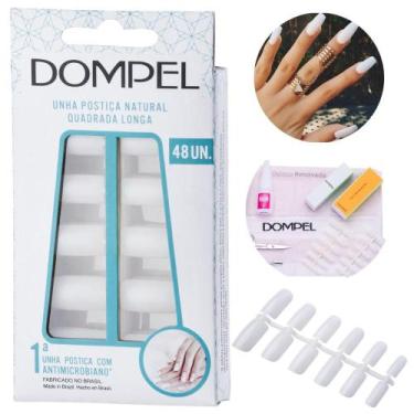 Imagem de Kit Unhas Postiças Tips Longa Alongamento Unhas C/ 48 - Dompel, Branco