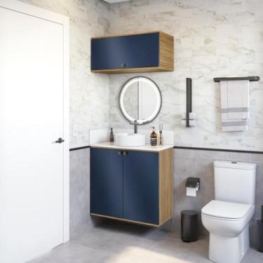 Imagem de Conjunto Banheiro Basculante Kappesberg 2Peças Nogueira/azul