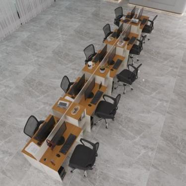 Imagem de Estação De Trabalho 10 Lugares Tech Office 10 Mesas 8 Armári - Off Whi