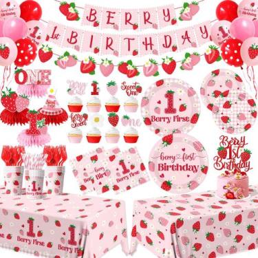 Imagem de Louça de festa GREHUMOR Berry, 1º aniversário para meninas x24