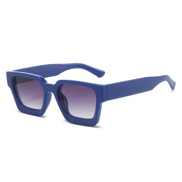 Imagem de Óculos de Sol Feminino Candy Color com Lentes Degradê e Proteção UV400, Estilo Punk, para Esportes ao Ar Livre, Corrida e Ciclismo, em tons de azul e cinza degradê.