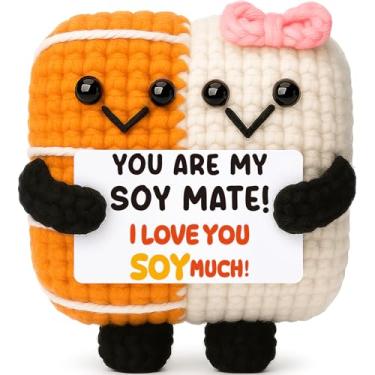 Imagem de Mini Anniversary Soulmate Gift for Him Her Boyfriend Girlfriend Couple Handmade Crochet Sushi for Birthday Long Distance Wedding Engagement Christmas Valentine Romantic Gift for Women Men Husband Wife
