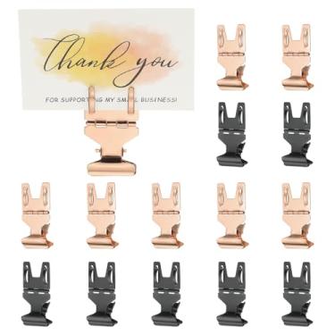 Imagem de PATIKIL 20 peças de clipes de sinal, clipe de suporte de placa de metal, suporte giratório, suporte para exibição de etiquetas de preço de mercadoria de supermercado, varejo, roupas, preto, ouro rosa