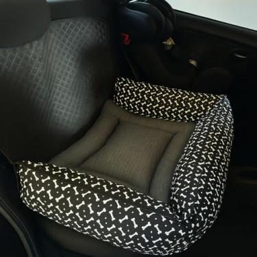 Imagem de Protetor impermeável para assento de carro para animais de estimação com colchão macio e impermeável. (Preto estampado)