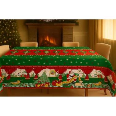Imagem de Toalha de Mesa Natalina Estampada Decorativa Mesa Posta Festa Natal Reforçada (Papai Noel Anjo Verde,3,20x1,40)