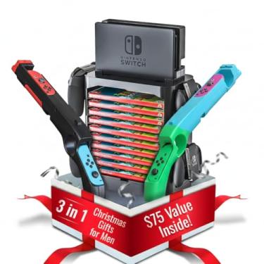 Imagem de Skywin Gaming Accessory Kit for Nintendo Switch – Giftable Gaming Set with 2 Gun Controllers (Black & Green) and Game Storage Tower, Ideal Christmas and Holiday Gift for Gamers