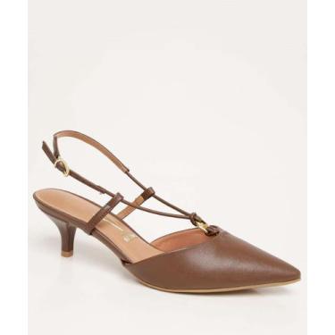 Imagem de Scarpin Feminino Slingback Salto Fino Vizzano-64002, Marrom, 36