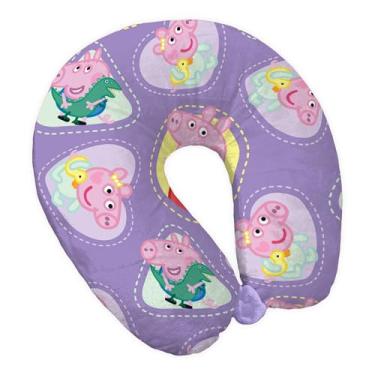 Imagem de Northwest Almofada de pescoço para viagem Hello Kitty da Sanrio, almofada de pelúcia em forma de U para avião, viagem, carro, 30 x 33 cm, Adesivos para irmãos Peppa Pig, 12x13 inches