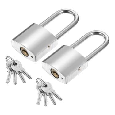 Imagem de PATIKIL Trava resistente de 20 mm, cadeado de alta segurança de aço de liga de 2 peças com 8 chaves para porta de armazenamento de contêiner de transporte de armazém (H: 47 mm