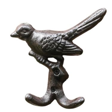 Imagem de ＫＬＫＣＭＳ Gancho de parede duplo em ferro fundido com formato de pássaro, prático e decorativo, ideal para jardim e casa. Perfeito para pendurar na parede, Style B