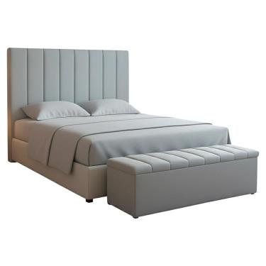 Imagem de Cabeceira e Recamier Bau Casal 140 cm Dalia Suede Artte