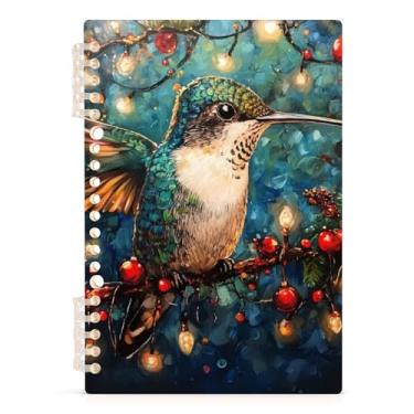 Imagem de Burbuja Caderno de Natal de pássaros, papel pautado universitário A5 com 60 folhas, fichário para escritório, 1 pacote